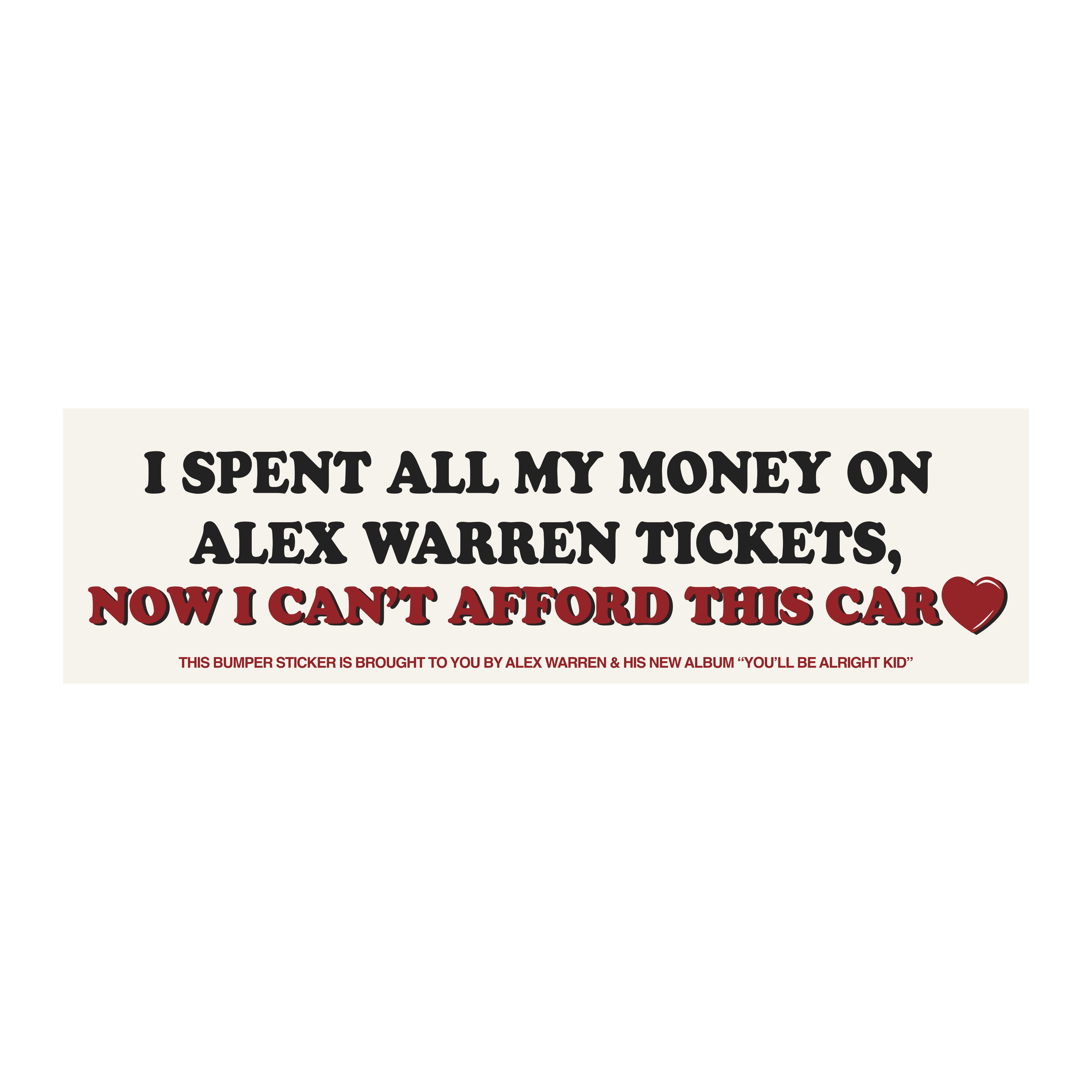 Alex Warren Bumper Sticker 3 Pack